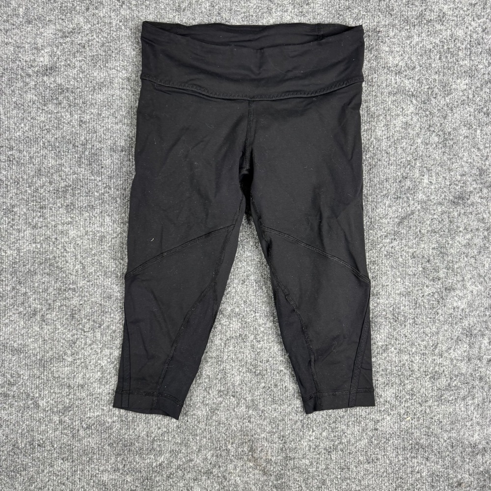 Lululemon Leggings Womens Size 4 Black Cropped High Rise Athletic Zipper Pocket